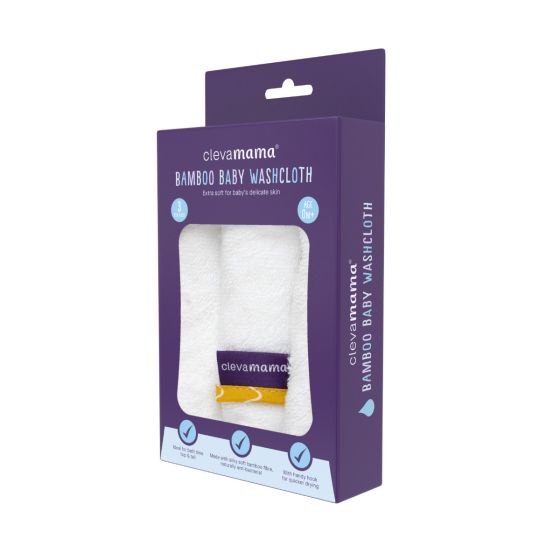 Bamboo Baby Washcloth 3pk - White & Honey - ClevaMama