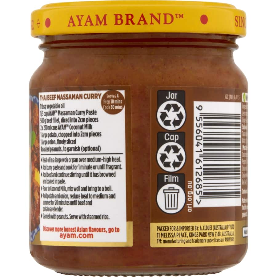 Ayam Curry Paste Thai Massaman Jar 195g