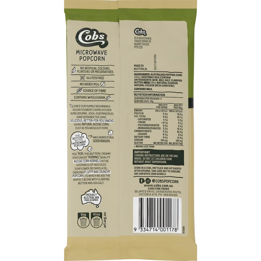 Cobs Popcorn Best Ever Butter 85g