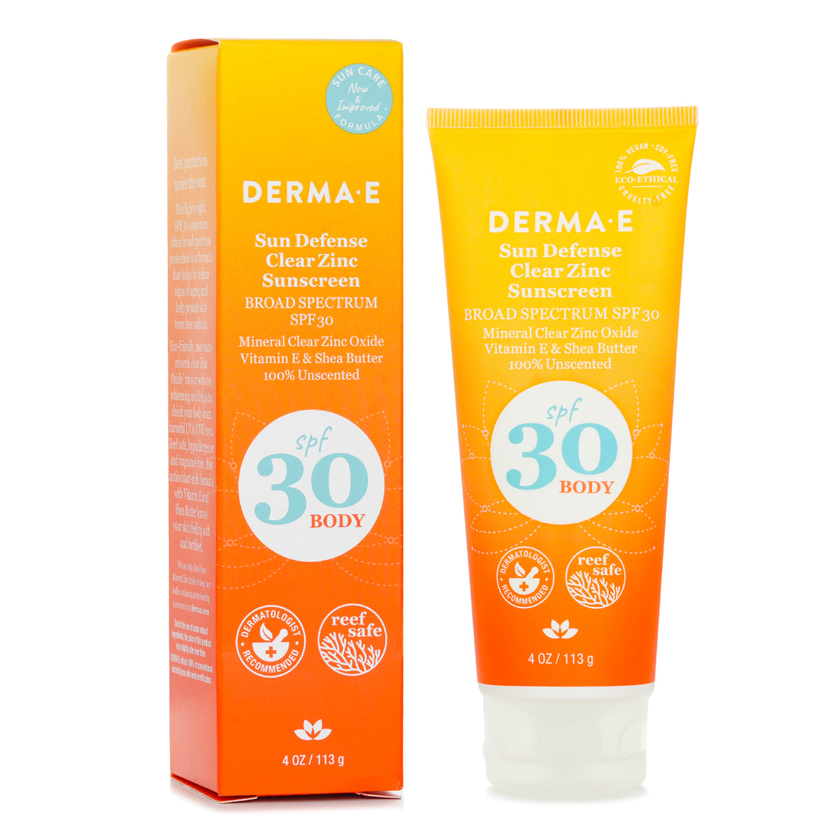 Derma E Sun Defense Clear Zinc Sunscreen SPF30 For Body 113g