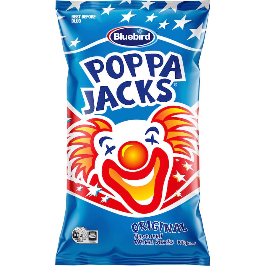 Bluebird Poppa Jacks Flavoured Wheat Snacks Original 100g