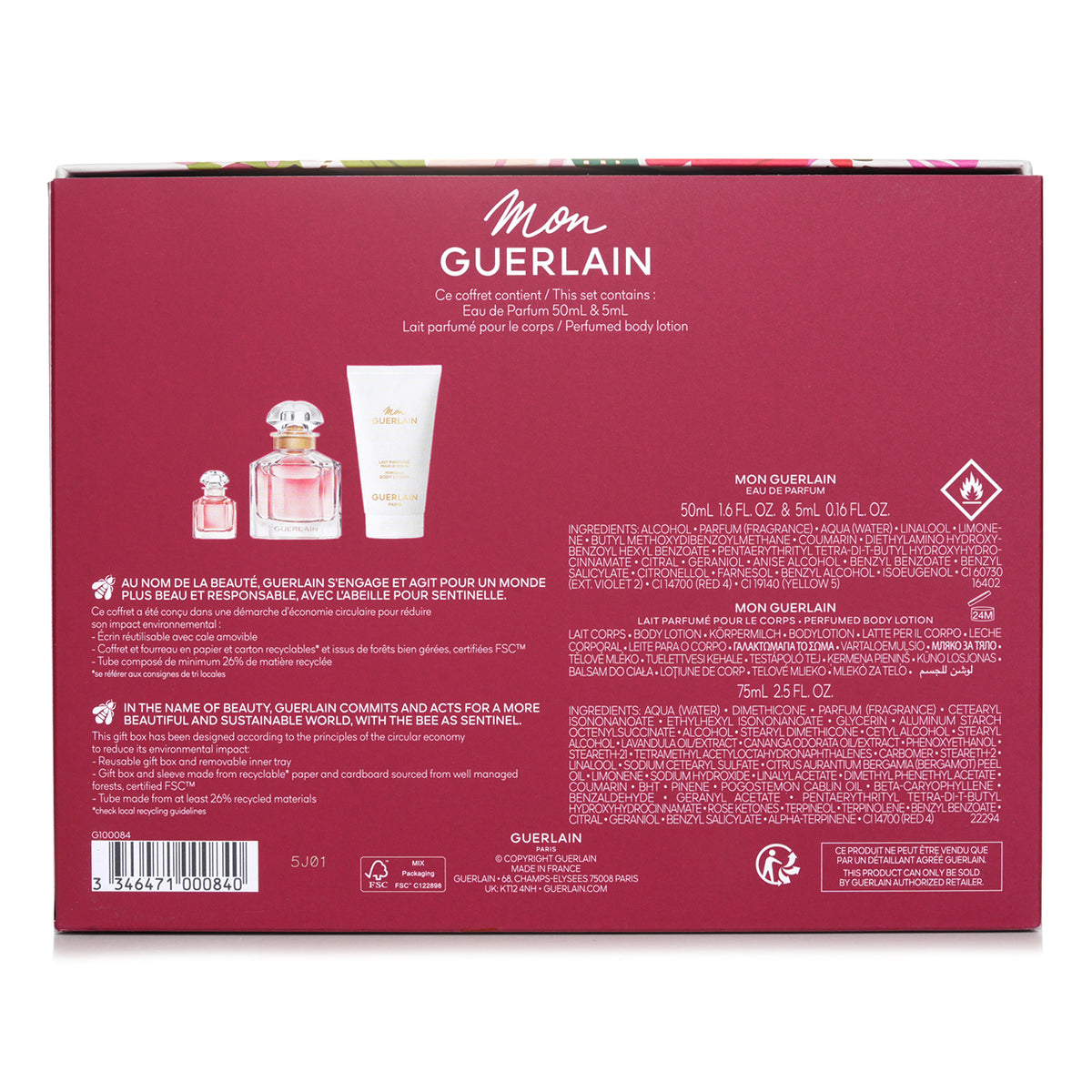 Guerlain Mon Guerlain Eau de Parfum Gift Set EDP 50ml+5ml+Body Lotion 75ml 3pcs