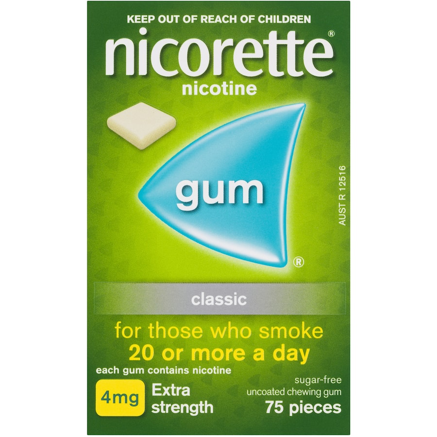 Nicorette Smoking Remedy Classic Gum Extra 4mg 75pack