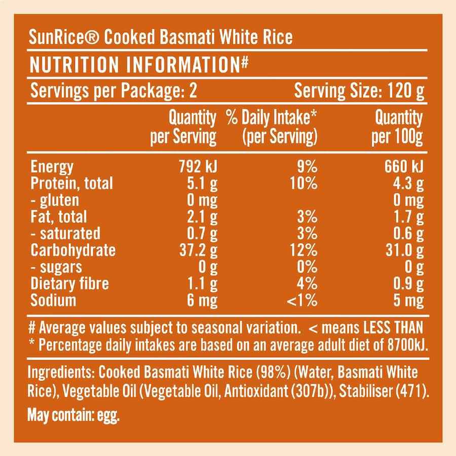 Sunrice Microwave Basmati Rice Cup 2 pack 120g