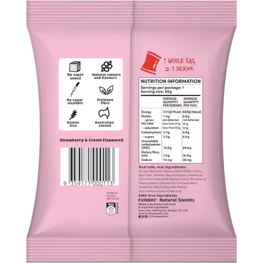 Funday Gummies Strawberry & Cream No Sugar 50g