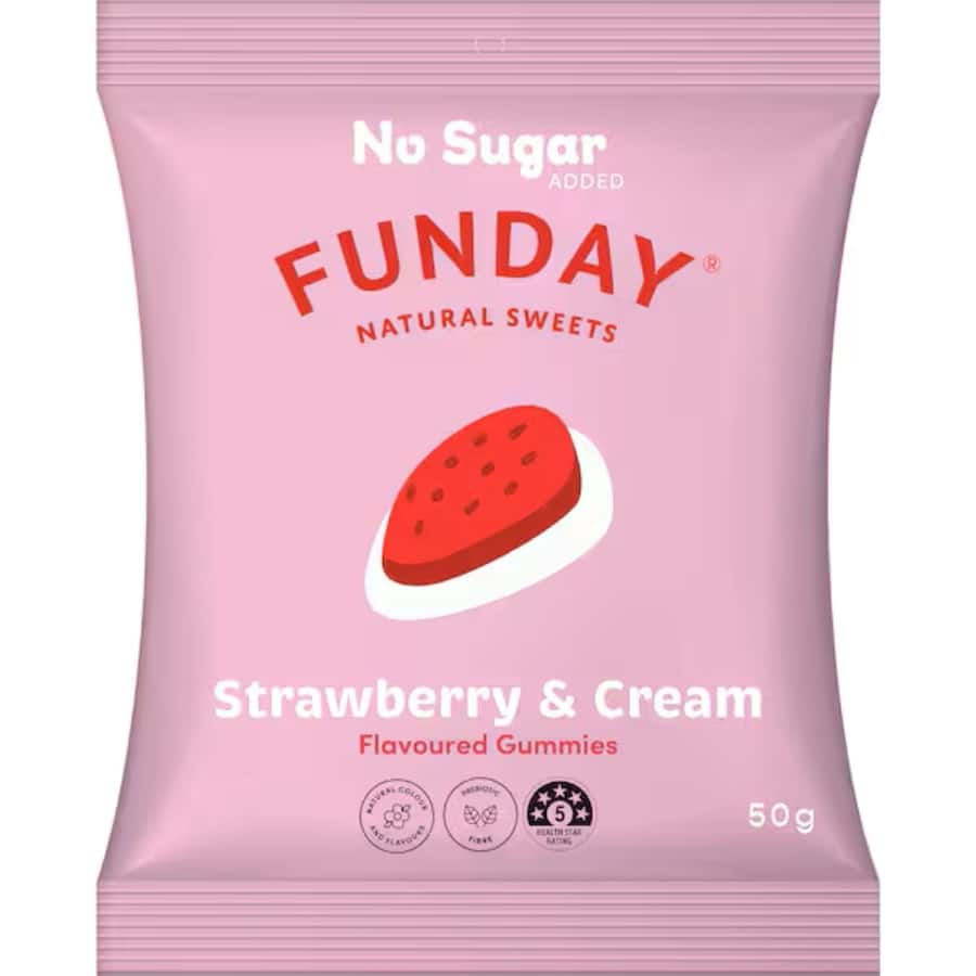 Funday Gummies Strawberry & Cream No Sugar 50g
