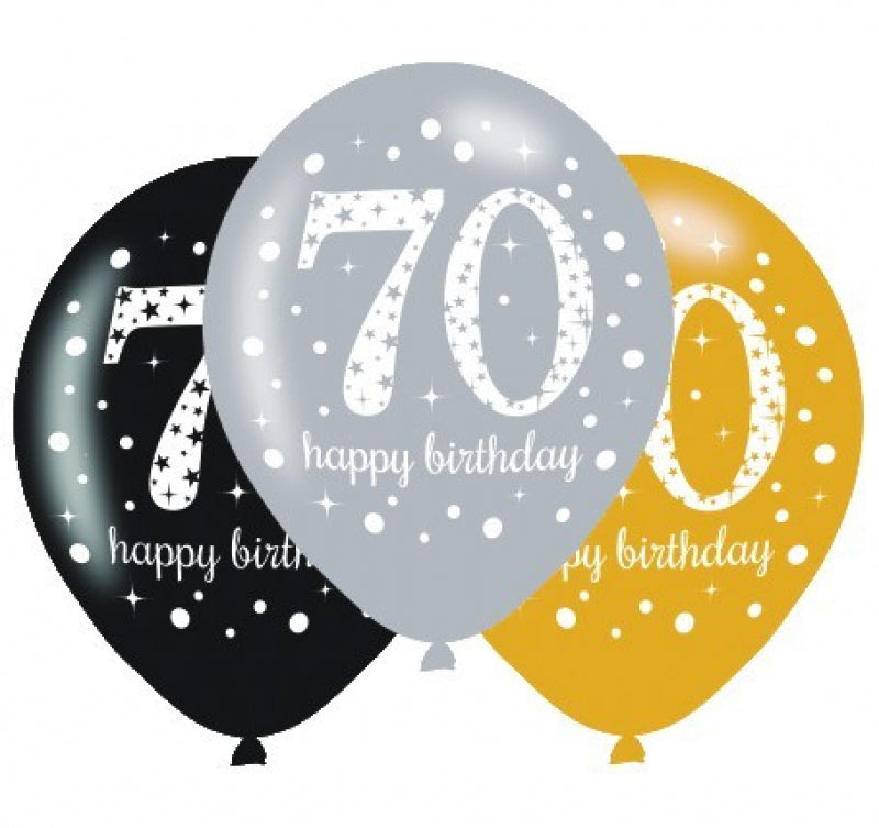 Sparkling Celebration 70 30cm Latex Balloon - Pack of 6