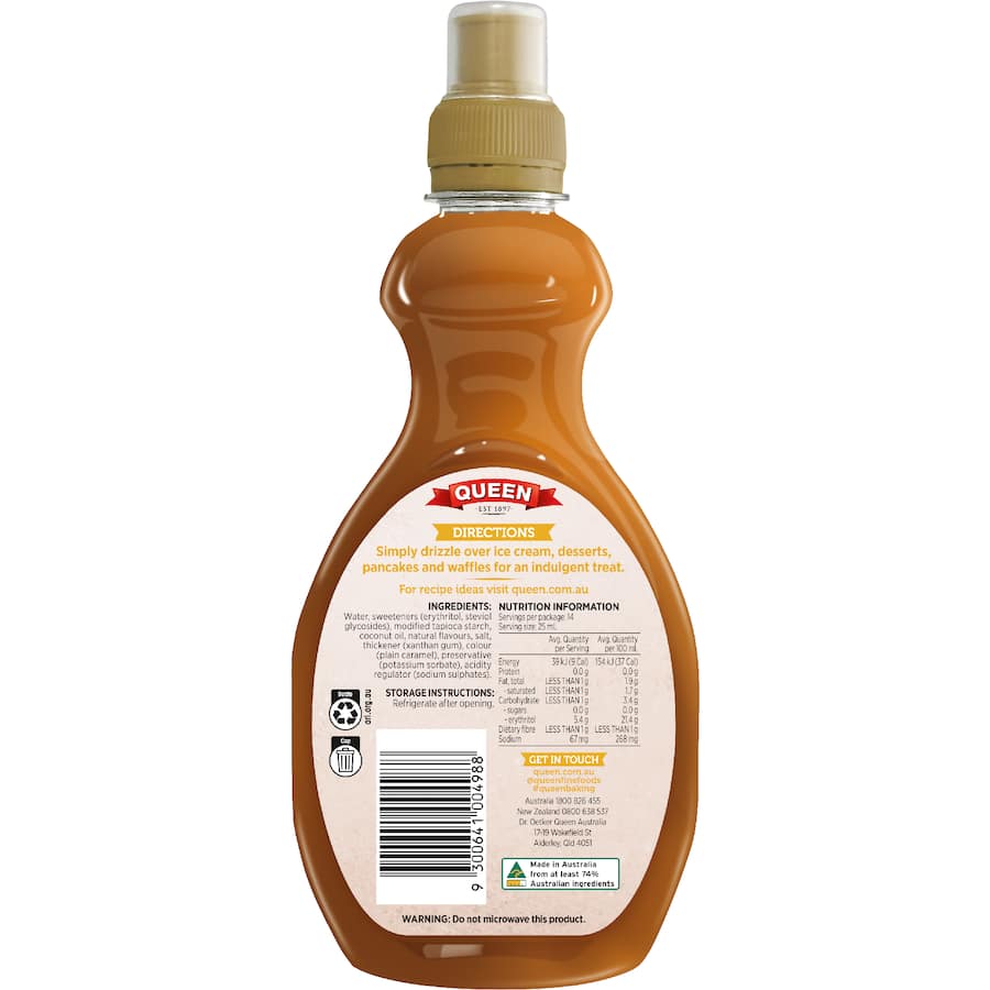 Queen Topping Caramel Sugar Free 355mL