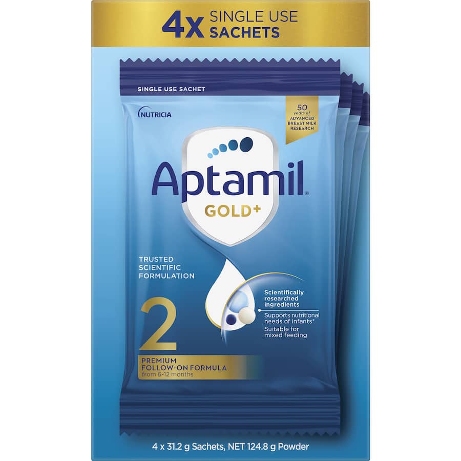 Aptamil Gold+2 Baby Follow-on Formula From 6-12 Months Sachets 4pack