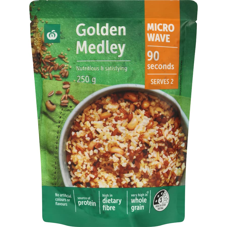 Woolworths Steamed Rice Golden Medely 250g