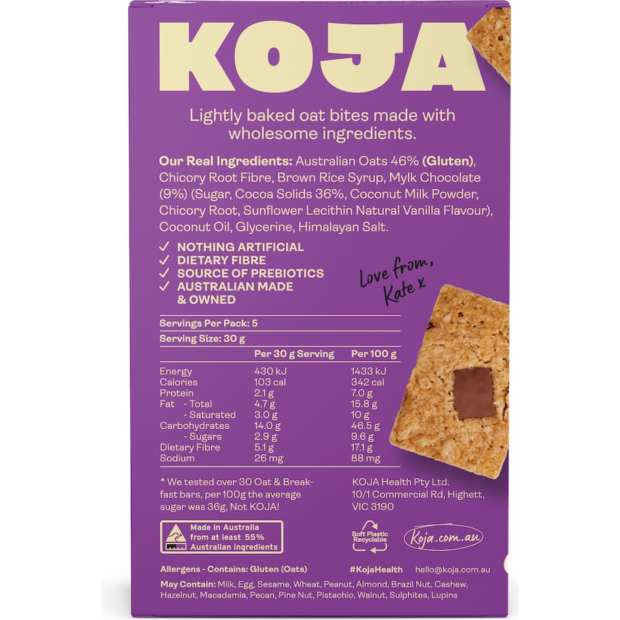 Koja Oat Bites Choc Chip Box 5x30g