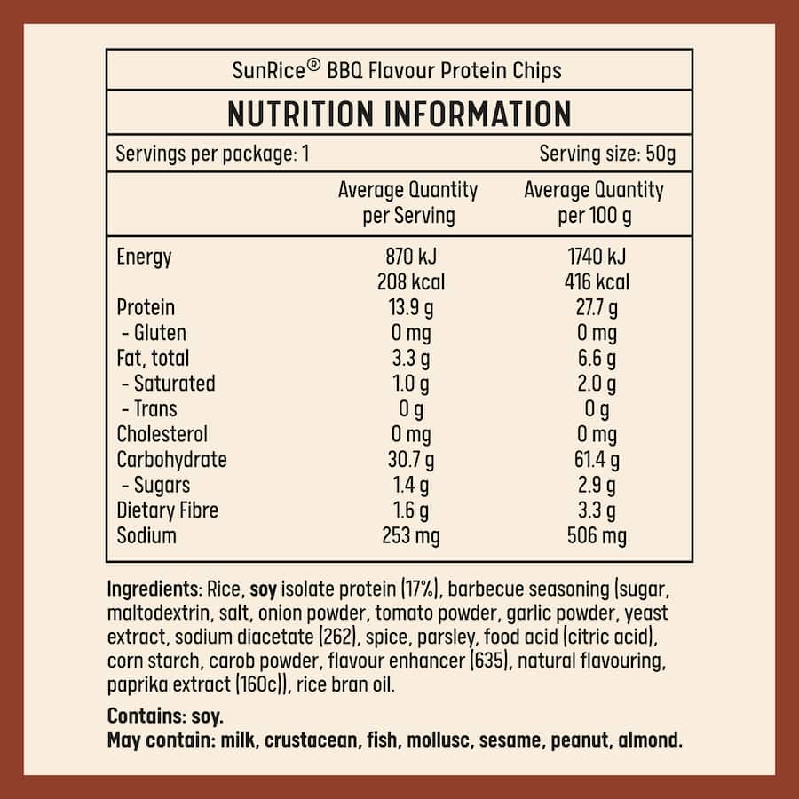 Sunrice Protein Chips Barbeque 50g