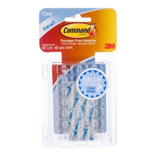 3M Command Clips 17026CLR-VP Decorating Clear Strips Value Pack