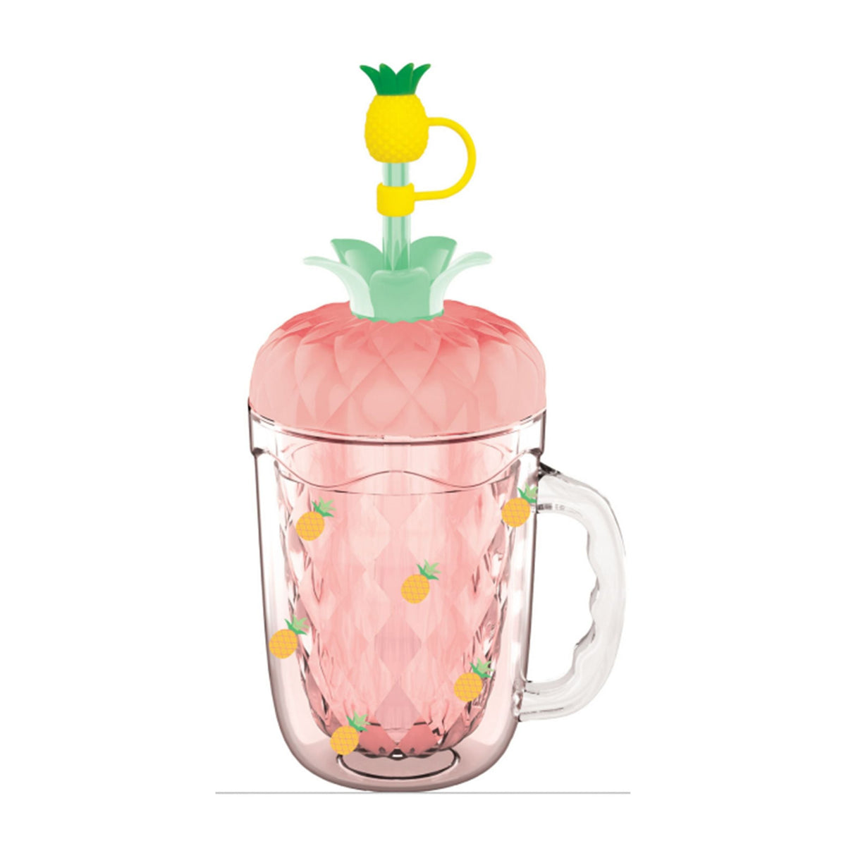 Mason Jar Tumbler with Straw & Stickers - Pineapple