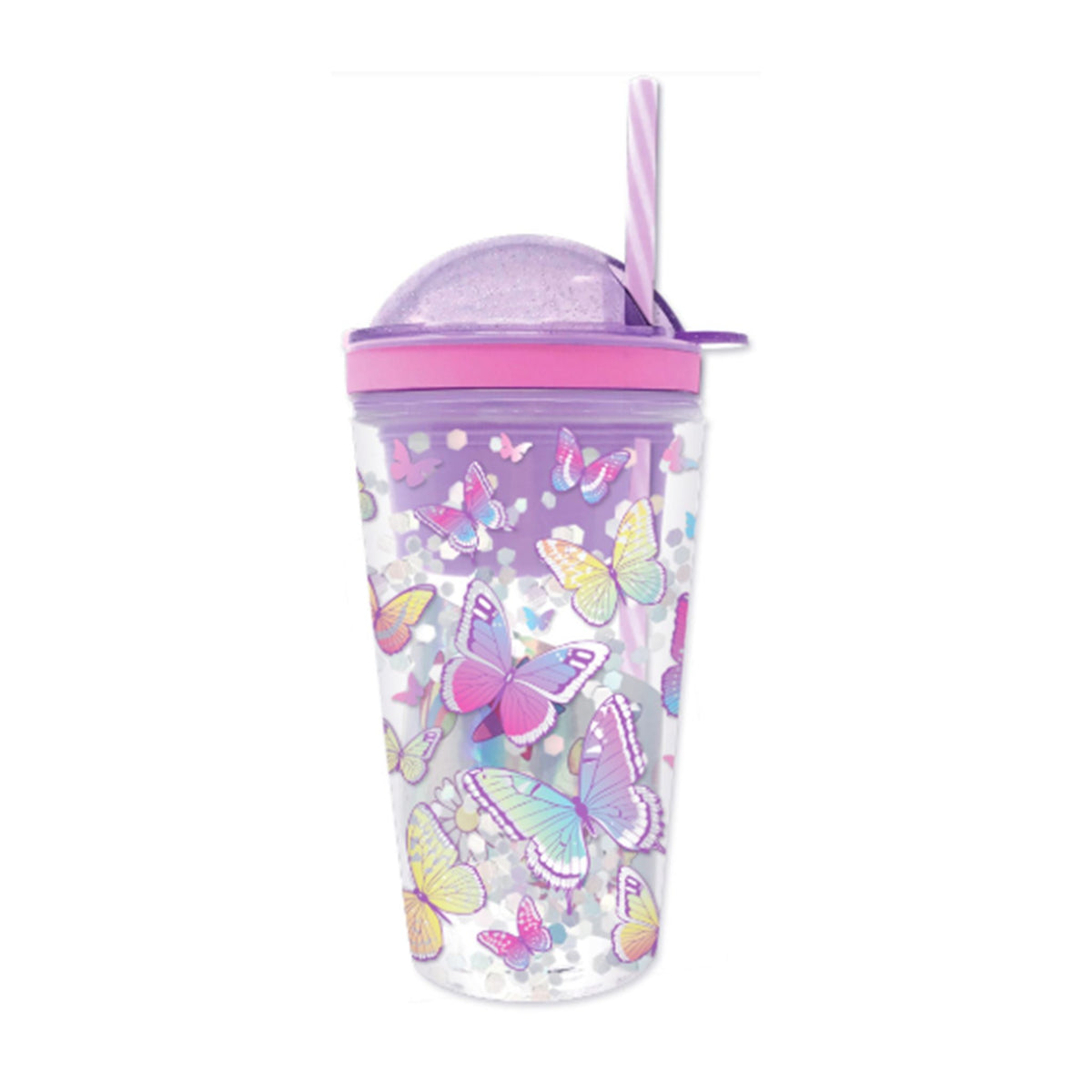 Kids Snack Container & Drink Tumbler - Butterfly