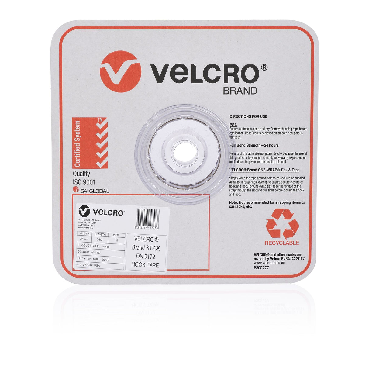 VELCRO® Brand Hook Fasteners Strip 25mmx25m White