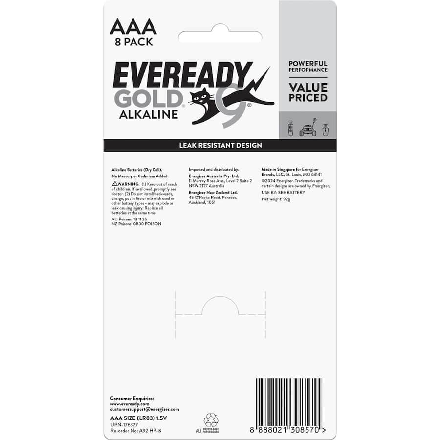 Eveready Gold Batteries Aaa 8pack