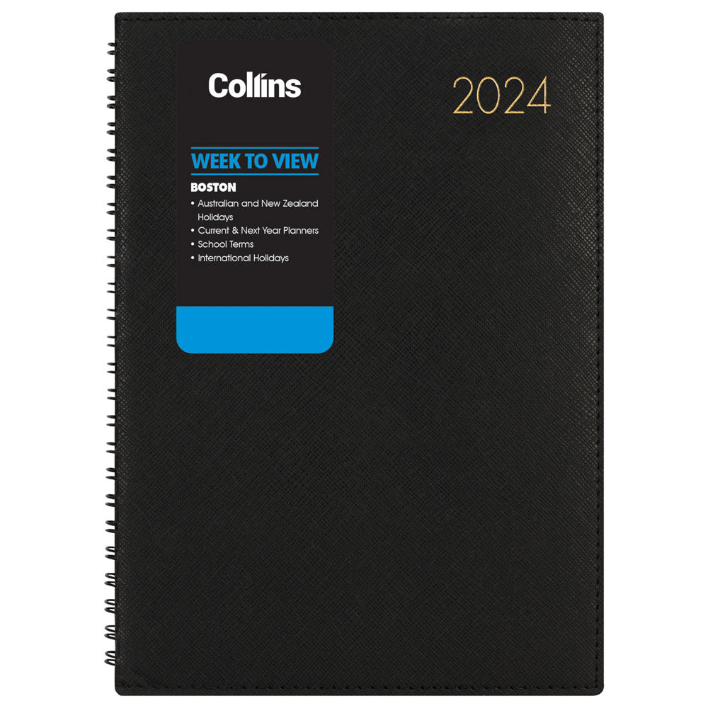 Collins Boston A53 Week To View Diary Black Wiro Even Year