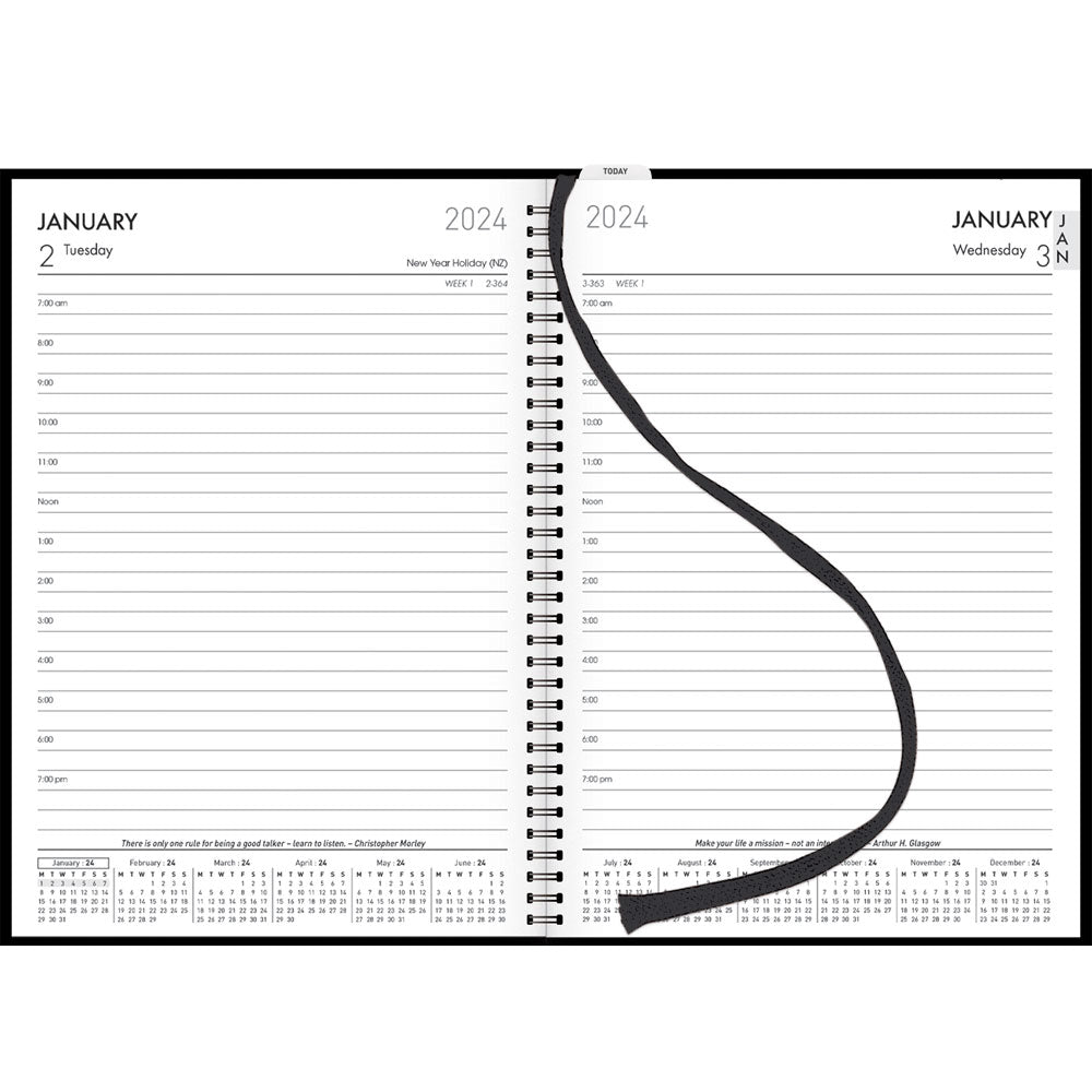 Collins Platinum A51 Day To Page Diary Black Wiro Even Year