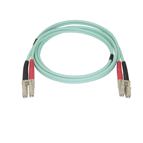 1m Aqua OM4 Duplex Multimode Fiber Optic Cable - 100 Gb - 50/125 - LSZH - LC/LC