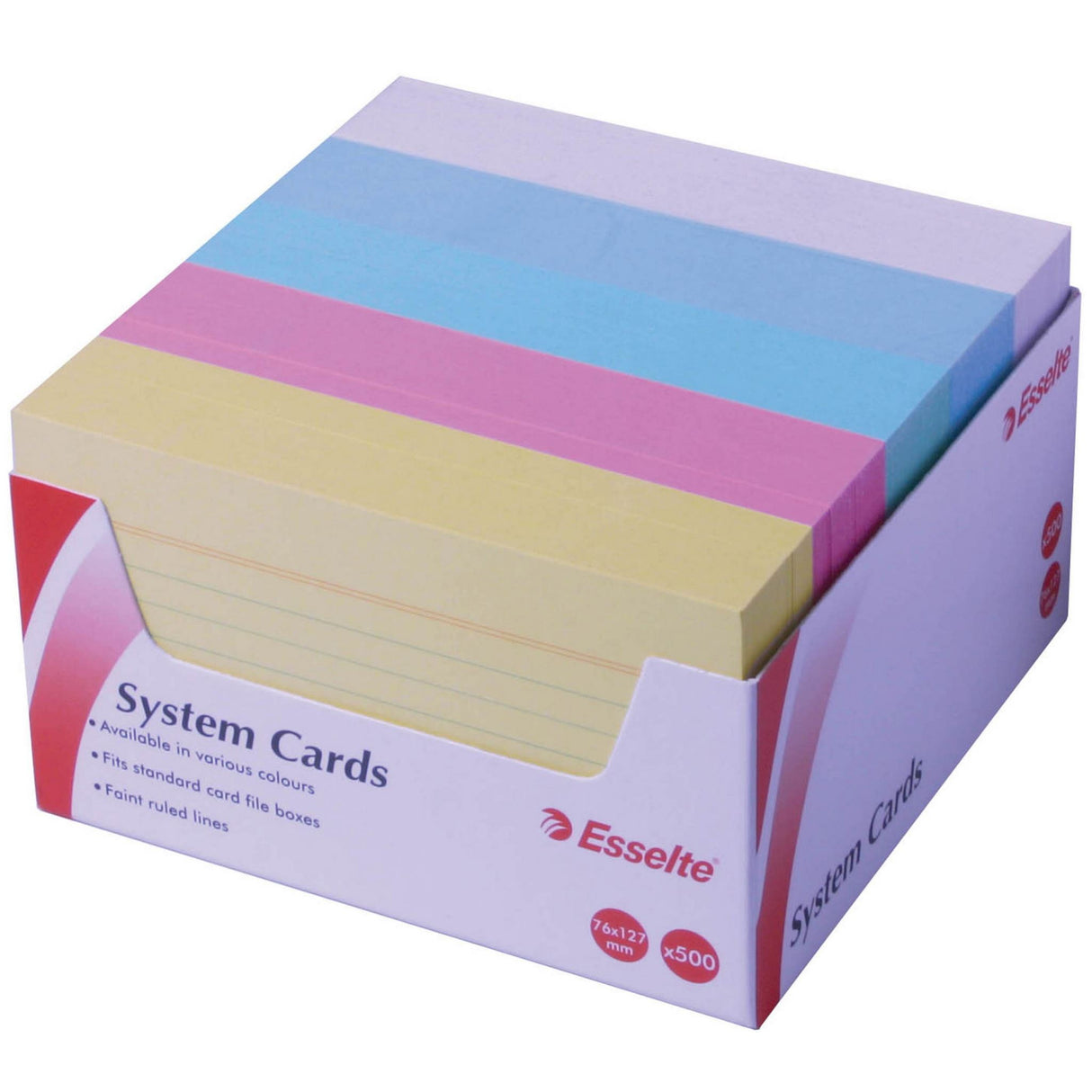ESSELTE SYSTEM CARDS SYSTEM CARDS 127x76mm (5x3) ASSORTED PACK 500
