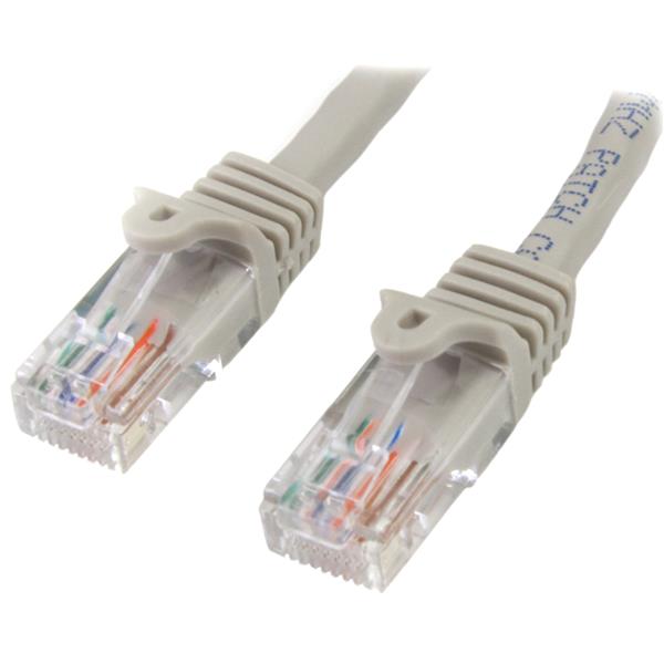 Cat5e Patch Cable with Snagless RJ45 Connectors - 1m, Gray