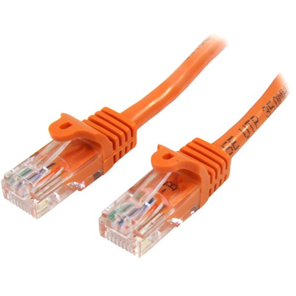 Cat5e Ethernet Patch Cable with Snagless RJ45 Connectors - 0.5 m, Orange