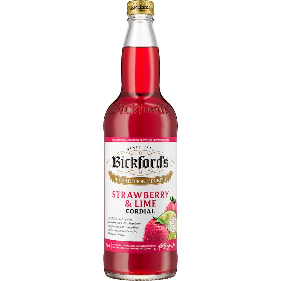 Bickfords Cordial Strawberry Lime Crush 750mL