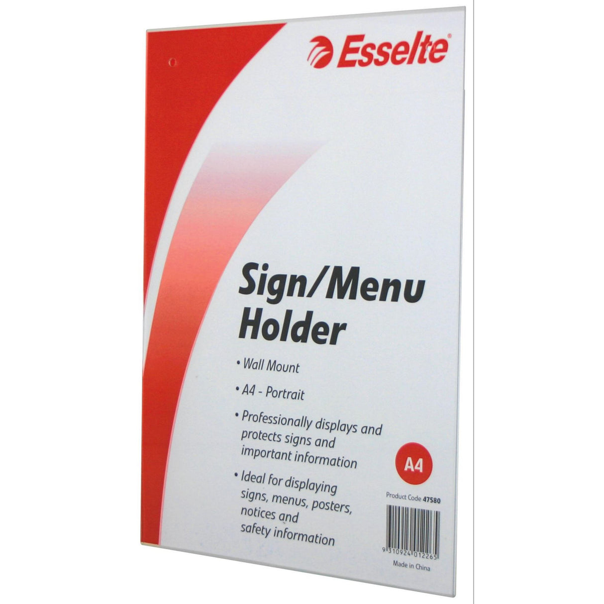 Esselte Sign/Menu Holder Wall Mount Port A4 Clear