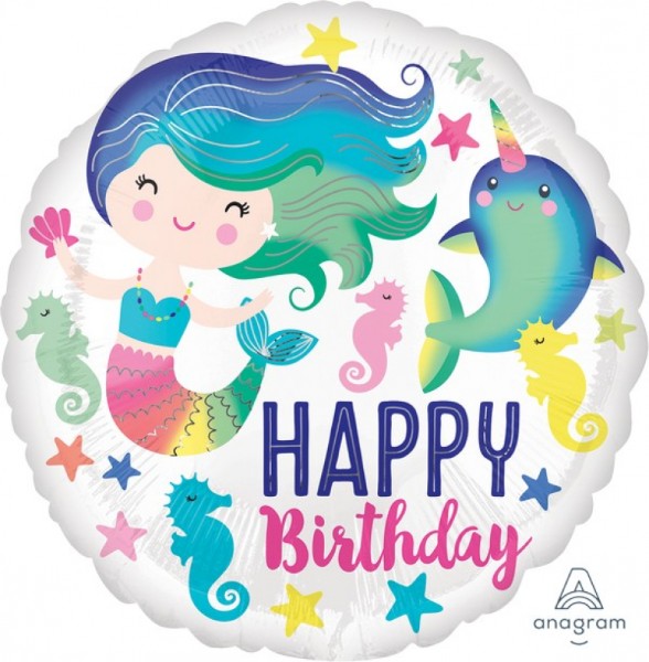 Foil Balloon - Self Sealing Standard Hx Colorful Ocean Fun Happy Birthday (45cm)