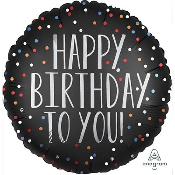 Foil Balloon - Self Sealing Standard Satin Happy Birthday To You Satin Dots