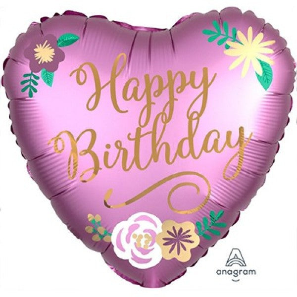 Foil Balloon - Self Sealing Standard Satin Birthday Satin Flowers