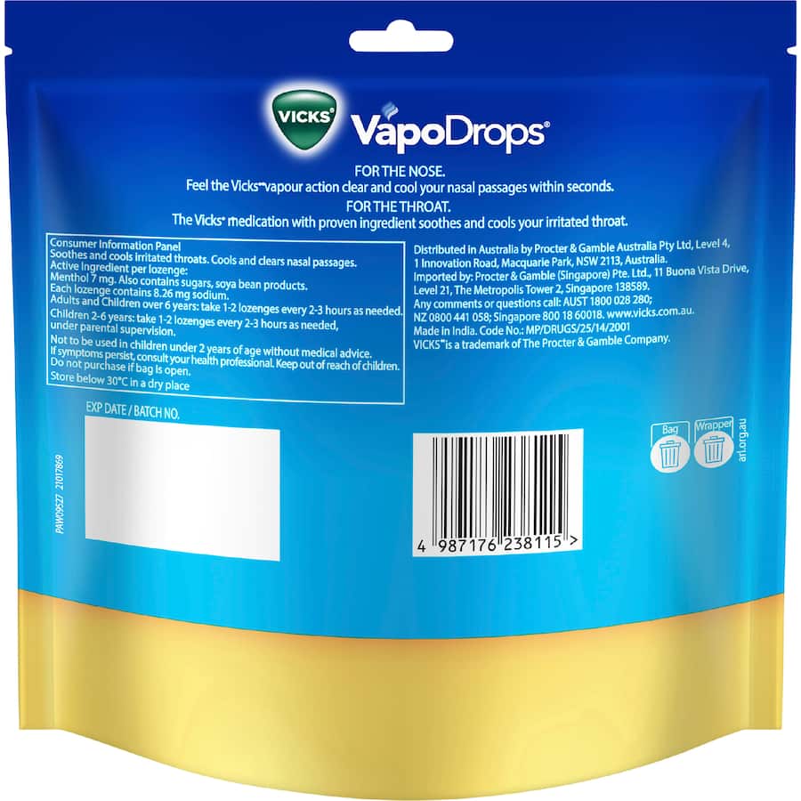 Vicks Vapodrops Lozenges Butter Menthol 70pack