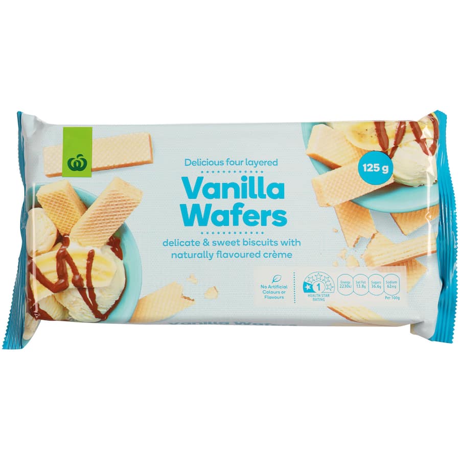 Woolworths Creme Filled Vanilla Wafers 125g