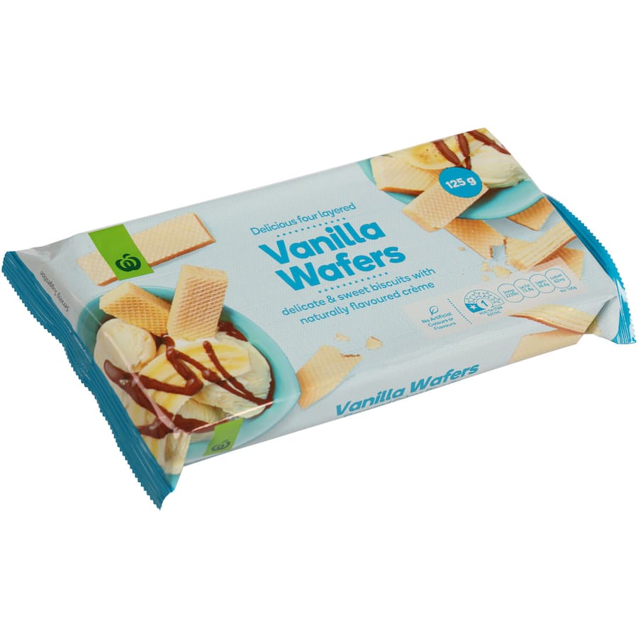 Woolworths Creme Filled Vanilla Wafers 125g