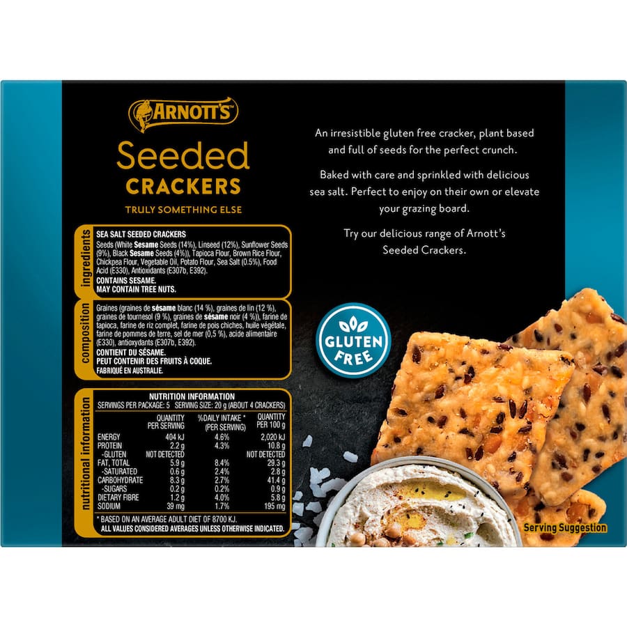 Arnott's Gold Seeded Crackers Sea Salt Gluten Free - 100g