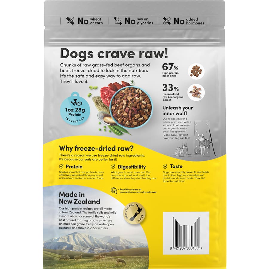 Animals Like Us Dry Dog Food Raw Mix 33 Grass Fed Beef Bag 1kg