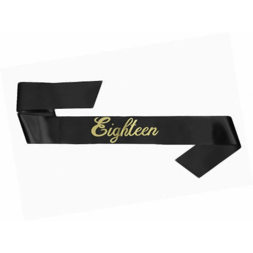18th Birthday Sash - Black