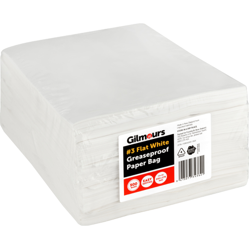 Greaseproof Bags #3 White Gilmours 210 x 178mm 500 Pack