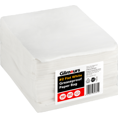 Greaseproof Flat Bags #2 White Gilmours 190 x 165mm 500 Pack