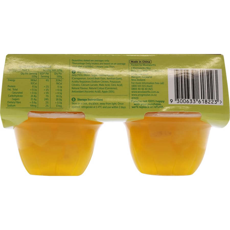 Woolworths Fruit Snack Apple In Pineapple Jelly 480g 120g pottles 4pack