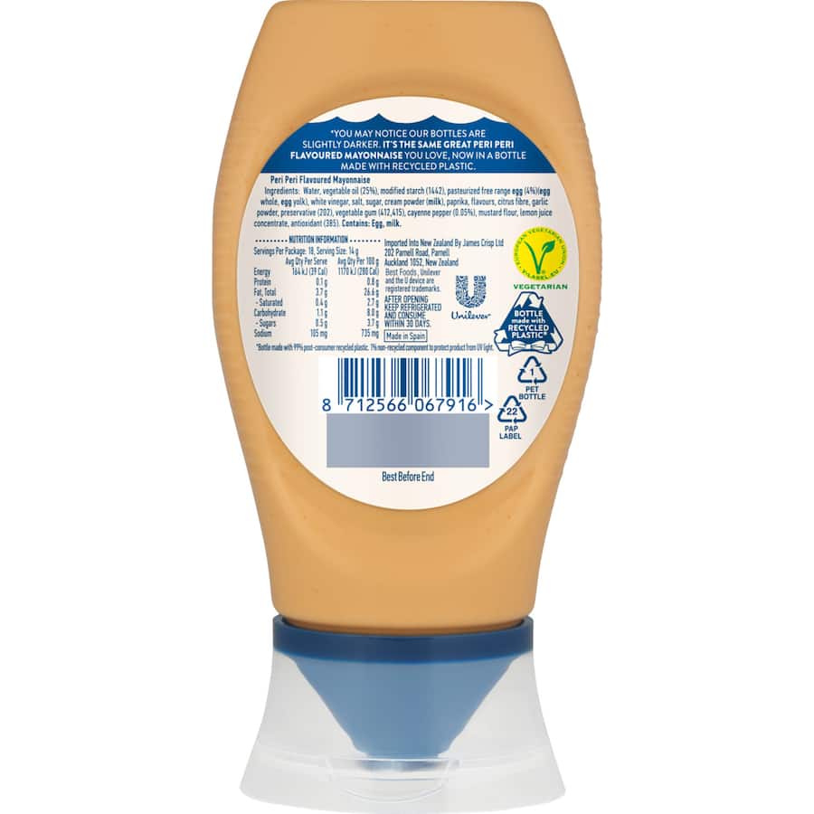Best Foods Mayonnaise Peri Peri Squeeze bottle 252g