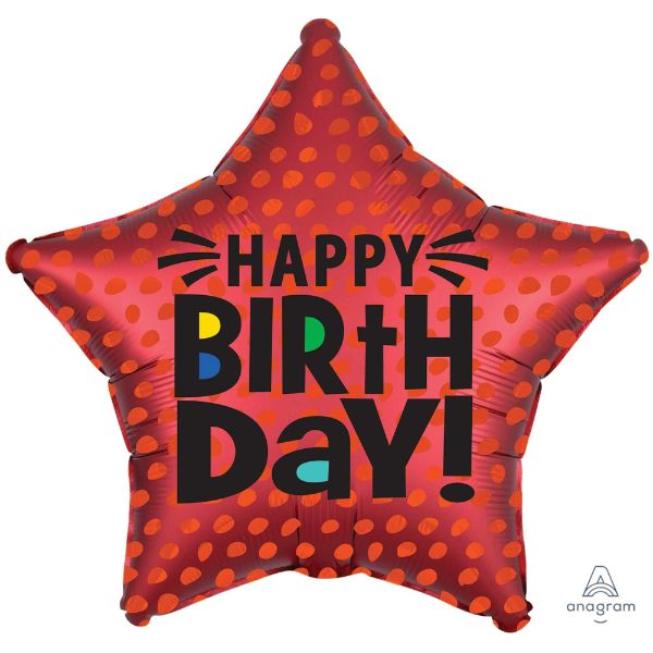 Balloon - 45cm Standard XL Satin Infused Star Happy Birthday