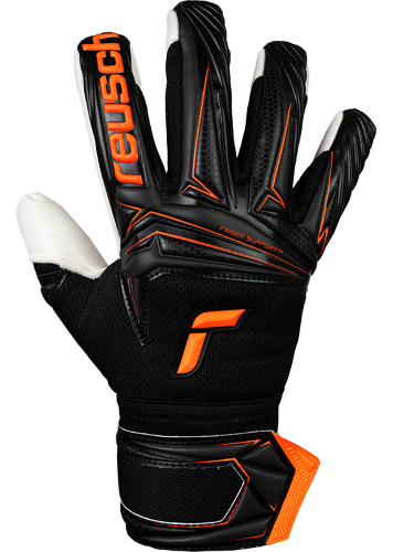 Gloves - Reusch Attrakt Advance Finger Support - Black/Shocking Orange - Size 9