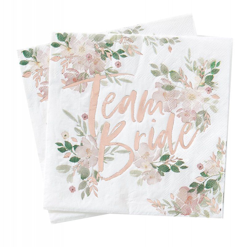Napkins - Floral Hen Party Team Bride (16.5cm) - Pack of 16