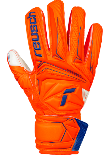 Reusch Attrakt Solid Finger Support Junior - Shocking Orange/Blue - Size 8