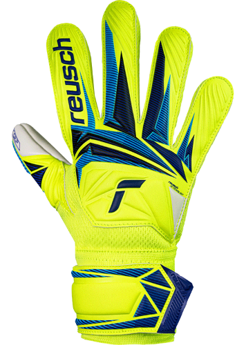 Gloves - Reusch Attrakt Grip Junior - Safety Yellow/Sharp Blue - Size 5