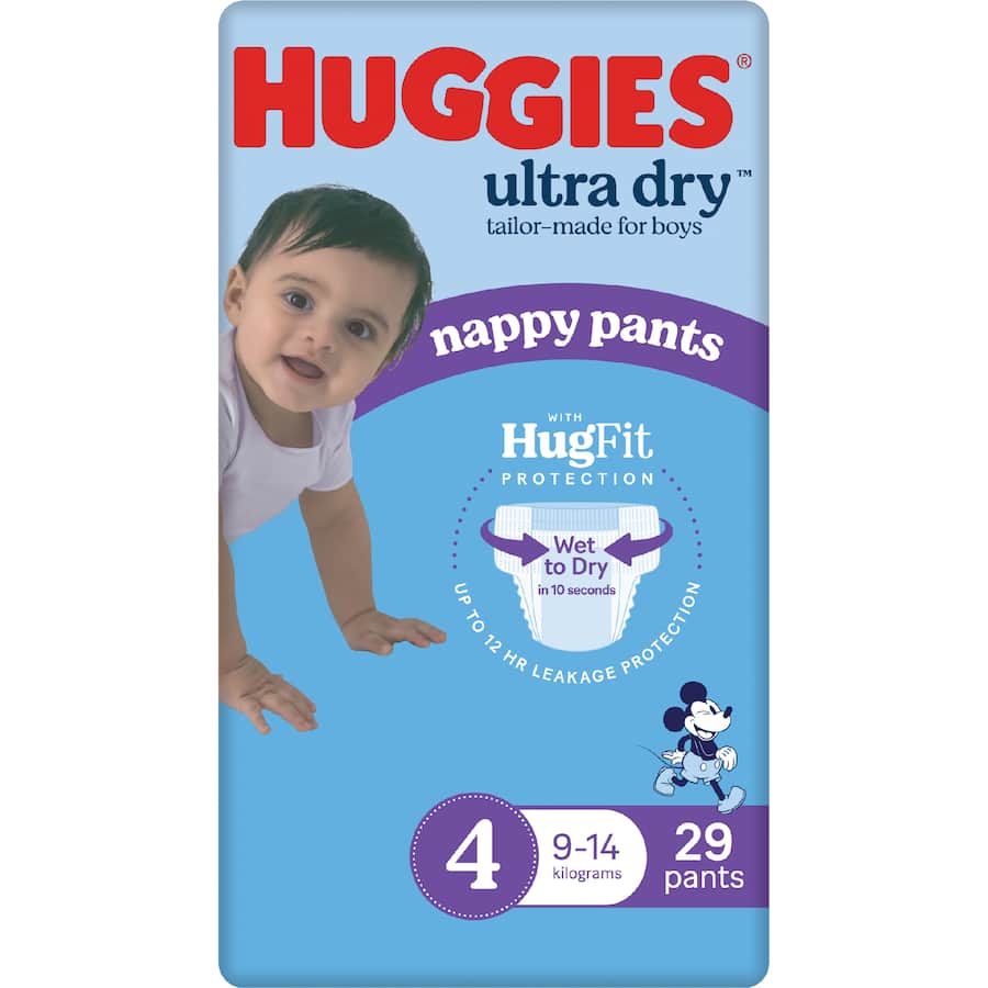 Huggies Ultra Dry Nappy Pants Toddler Boys 9-14kg Size 4 29pack
