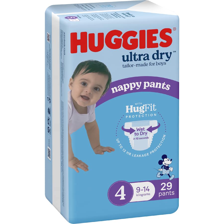 Huggies Ultra Dry Nappy Pants Toddler Boys 9-14kg Size 4 29pack