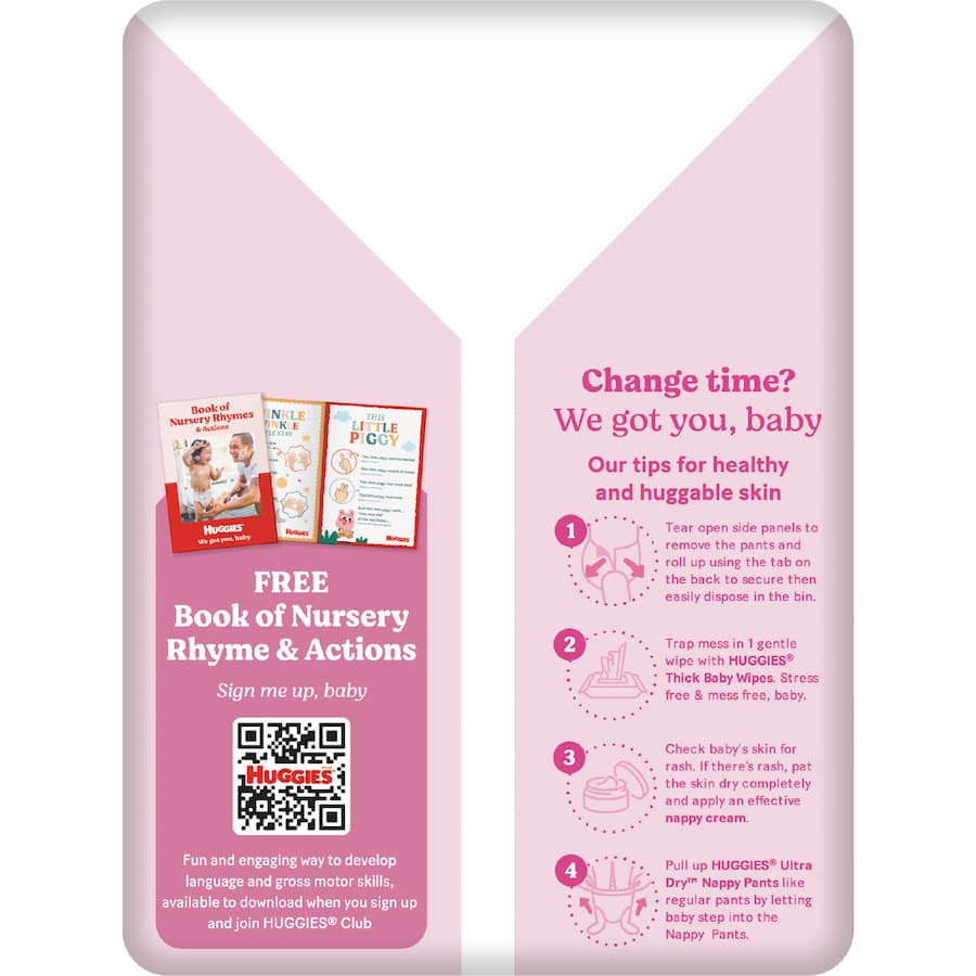 Huggies Ultra Dry Nappy Pants Toddler Girls 9-14kg Size 4 29pack